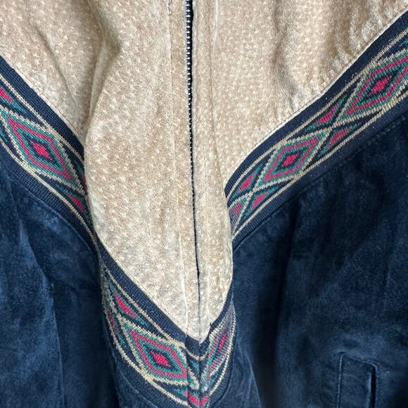 Cripple Creek Vintage Leather Aztec Colorblock Suede Jacket Size XXL Western - Picture 6 of 14